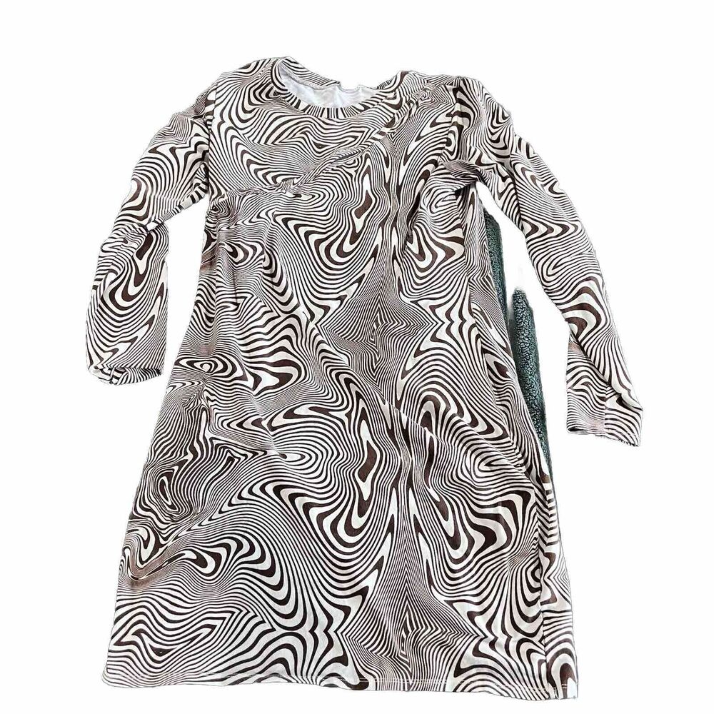 Wild Fable Brown Stripe Retro Long Sleeve Stretch Keyhole Bodycon Dress Size L